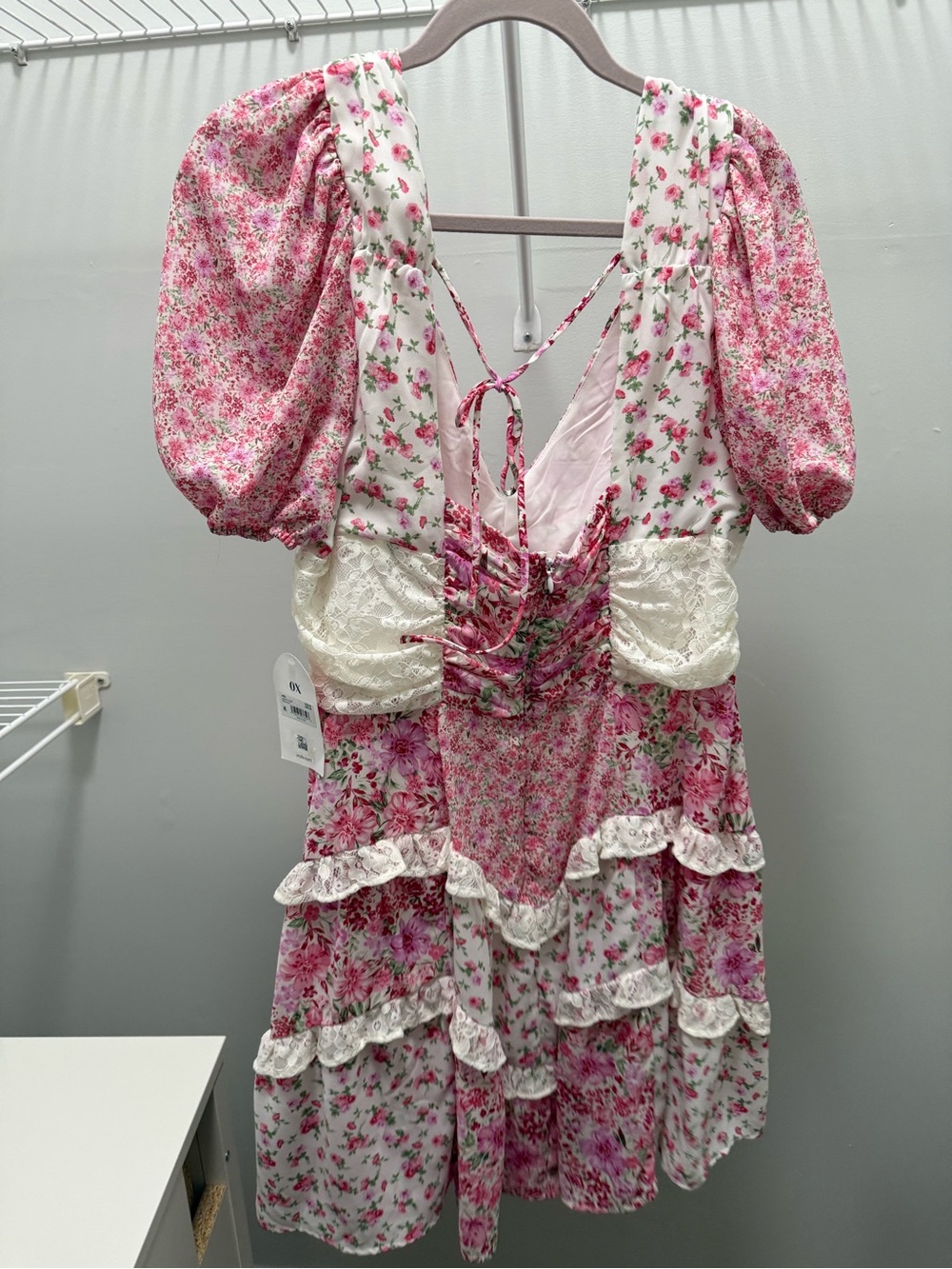 ARULA Pink & Cream Floral Lace-Trim Dress - Picture 3 of 4